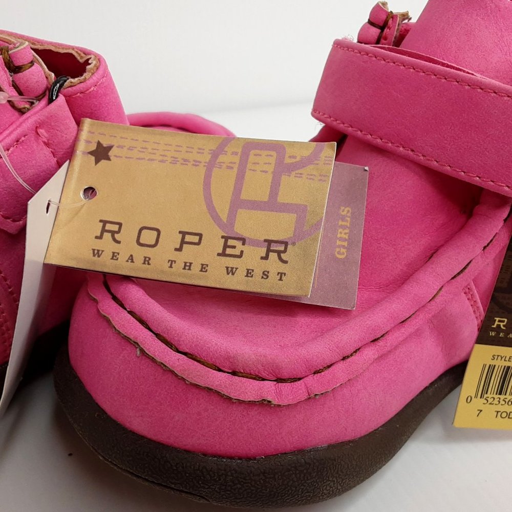 'ROPER' 'CHUKKA' MOCCASIN 'PETAL PINK' VELCRO WRAP ANKLE HIGH SHAFT BOOTS - Picture 11 of 16